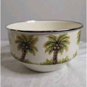 Tabletops Unlimited Enamelware PALM GROVE Vintage Bowl Hand Painted